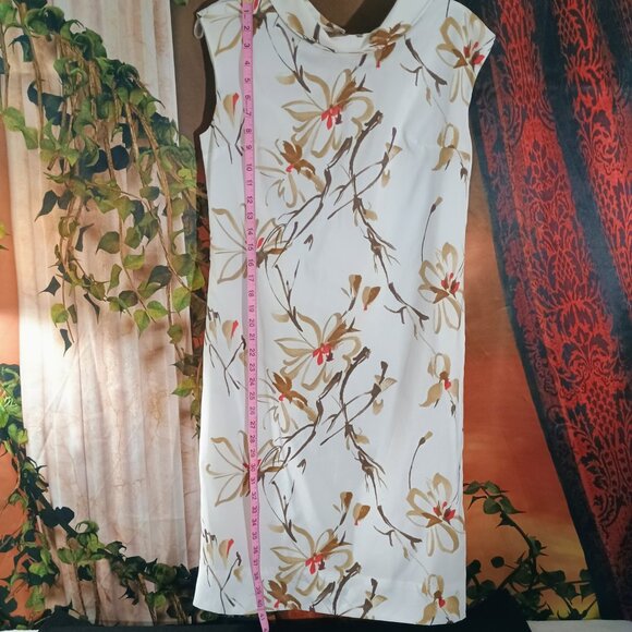 EUC: Vintage 60s R&K Originals White Floral Dacron A-Line Dress Size 16 - Picture 6 of 10